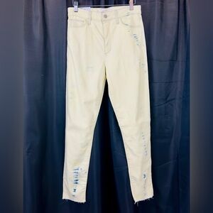 JOE’S -The Bella Super High Rise Skinny Ankle Light Yellow with Blue Acc…